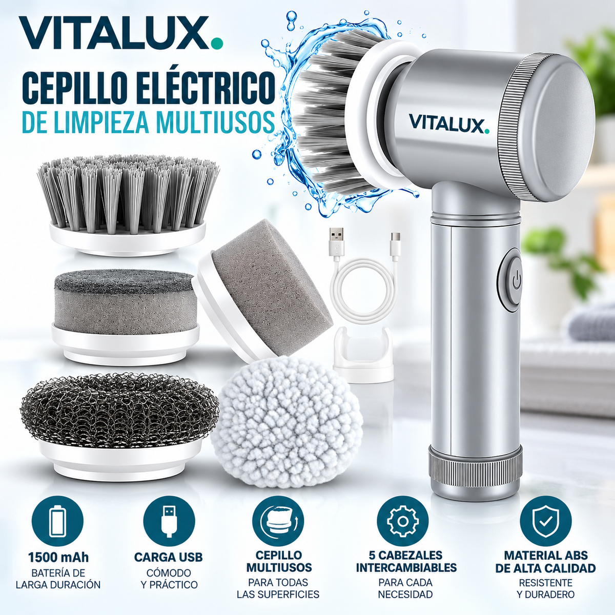 VITALUX™ Cepillo Eléctrico de Limpieza 5 en 1