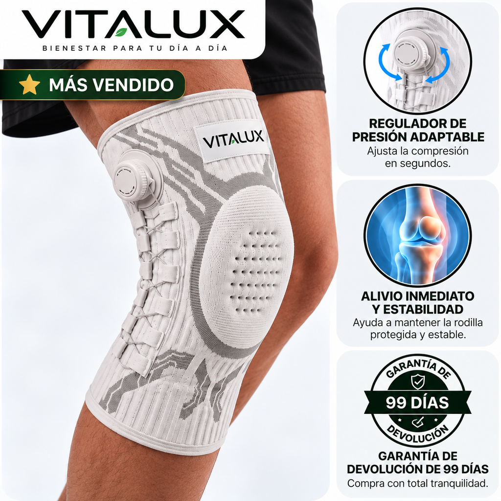 Rodillera Vitalux | Alivio inmediato, estabilidad durante todo el día y soporte ajustable