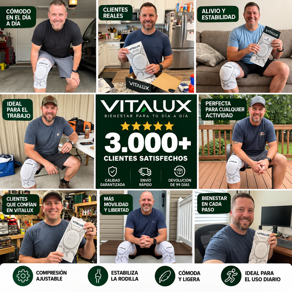 Rodillera Vitalux | Alivio inmediato, estabilidad durante todo el día y soporte ajustable